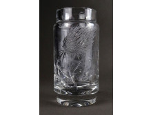 Szamárkóró díszes csiszoltüveg váza 16 cm
