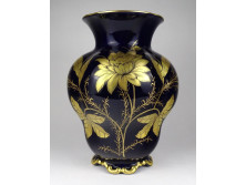 Aranyozott nagyméretű kobaltkék Bavaria - Lindner porcelán váza 27 cm