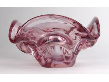 Rózsaszín művészi üveg hamutál 17 cm