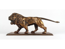 Bronzírorozott oroszlán szobor 28 cm