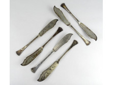 Régi jelzett 6 személyes angol fazon ezüst halas kés készlet 315 g