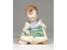 Mesekönyvet olvasó Herendi porcelán kislány figura