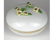 Régi Herendi porcelán bonbonier virágos tetővel