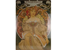 Alphonse Mucha : F. Champenois Imprimeur-Éditeur nagyméretű plakát 101 x 70.5 cm
