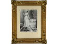 Régi fekete fehér menyasszony fotográfia Blondel keretben 55 x 45 cm