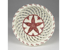 Régi 1924-es fonott porcelán kosárka 9.5 cm