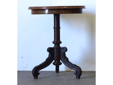 Antik faragott lábas kisméretű körasztal szalonasztal 68 x 56 cm
