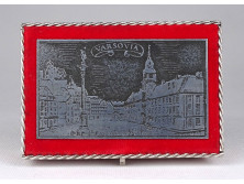 Régi jelzett ezüstözött lengyel fém díszdoboz kártyadoboz