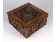 XX. századi iparművész : Bős-Nagymaros nagyméretű bronz doboz 7.5 x 13.5 x 13.5 cm