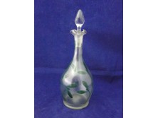 Antik festett fújt üveg palack dugóval 24 cm
