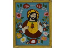 Antik erdélyi üveg ikon : Jézus Krisztus