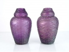 Antik szecessziós Pallme-König üveg váza pár