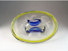 Fújtüveg BOHEMIA művészi üveg tál 22.5 cm