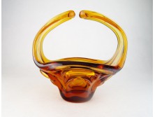 Fújt üveg BOHEMIA művészi üveg kosár 23 cm