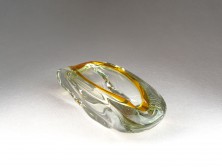 Fújt üveg BOHEMIA művészi üveg hamutál 15 cm