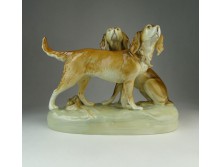 Royal Dux porcelán vadászkutya pár