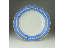 Antik kék szegélyes porcelán levesestányér