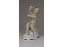 Wallendorf porcelán zenélő kisfiú