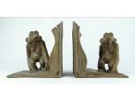 Bedő art deco kerámia majmos könyvtámasz pár 1930-as évekből