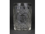 Antik monogramos üveg pohár keresztelő üveg pohár 10 cm