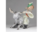 Herendi porcelán mesefigura kisfiú szamárral