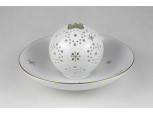 Herendi fehér porcelán mécses gömb tányérral 19.7 cm