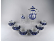 Régi hat személyes kék fehér Lorenz Hutschenreuther porcelán teás készlet Meisseni hatású