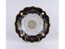 Régi Weimar porcelán, aranyozott, kobaltkék dísztányér 21.5 cm