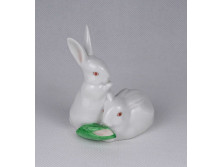 Kukoricát evő Herendi porcelán nyuszi páros