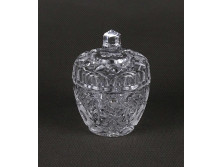 Régi kisméretű csiszolt kristály bonbonier 6.4 cm