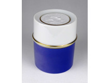 Modern formavilágú, kék-fehér, Hannover címeres Fürstenberg porcelán tégely 11 cm