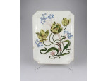 Antik szecessziós virágmintás Wilhelmsburg majolika tál 30 x 23 cm