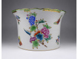 Hatalmas méretű, Viktória mintás Herendi porcelán kaspó 15.5 x 24.5 cm