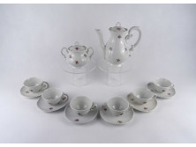 Régi Zsolnay virágmintás porcelán kávéskészlet 14 darab