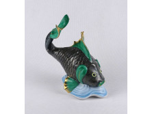 Régi nagyméretű Herendi porcelán kínai koi ponty 14.5 cm