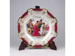 Antik jelenetes KARLSBAD feliratos porcelán kis tál 14 cm