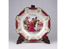 Antik jelenetes KARLSBAD feliratos porcelán kis tál 14 cm