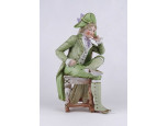Régi német porcelán széken ülő barokk férfi figura 22 cm