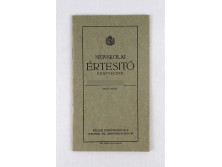 NÉPISKOLAI ÉRTESÍTŐ KÖNYVECSKE 1933
