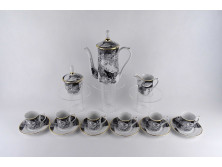 Szász Endre Adria mintás Hollóházi porcelán kávés készlet 6 személyes