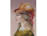 Hollóházi falikép, Szász Endre STUDIÓ LIMITÁLT női portré eredeti dobozában 31 x 24.5 cm