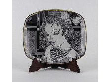 21 karátos arannyal aranyozott Hollóházi Szász Endre porcelán tálka