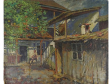 Pálla Jenő (1883-1958) : Nyári udvar 1937
