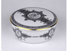 Korintosz mintás, Hollóházi porcelán bonbonier eredeti dobozában 12 cm